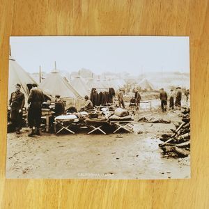 Military Camp Scene 9x7 B&W Photo Titled "California Mist" Soldiers On Routine